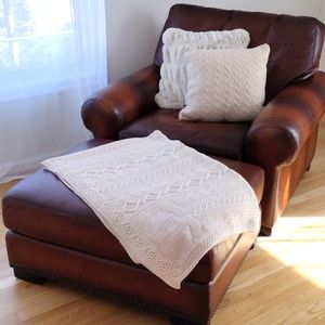 Chanel cashmere cable knit throw blanket + bonus carrying case